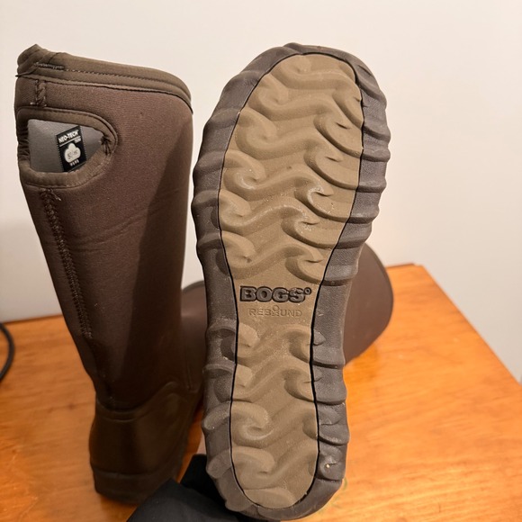 BOGS Waterproof Tall Boots Women's Dark Brown Size 8 Neoprene Rubber - Picture 6 of 8
